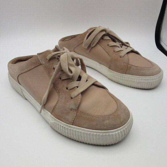 Vince Kess Apricot Backless Leather Suede Sneakers Slip On Flats Women's 8 Pink - Picture 1 of 7